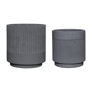 Ripple Pots Grey (Set Of 2) - Hübsch