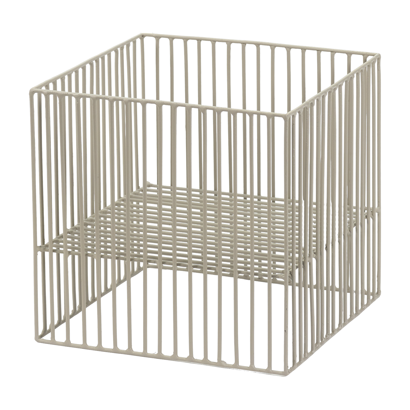Kleiner quadratischer Korb aus grauem Metall 22 x 22 cm -. Serax