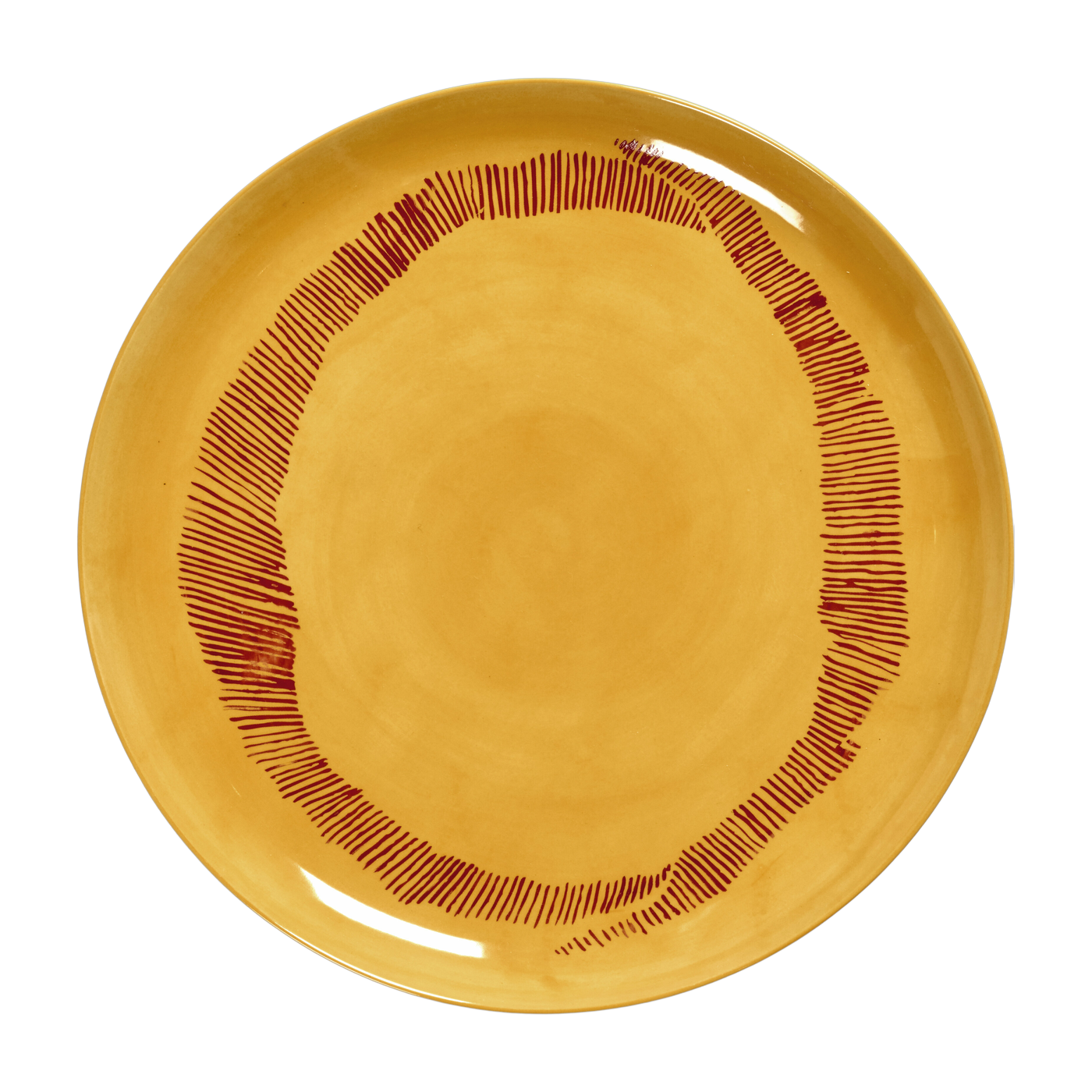 Plato L amarillo soleado con estampado rojo Feast - Serax