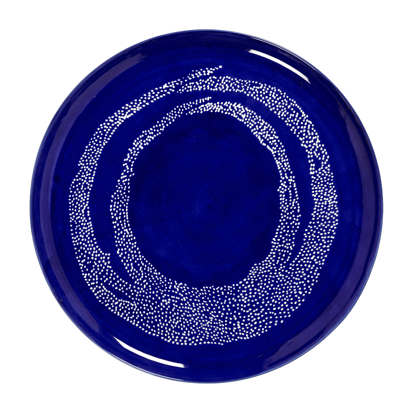 Plato de servicio azul de fiesta con dibujo blanco - Serax