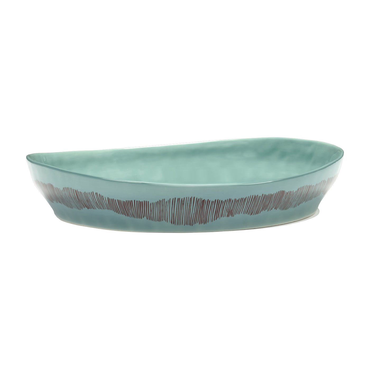 Blue serving dish with red pattern - Serax