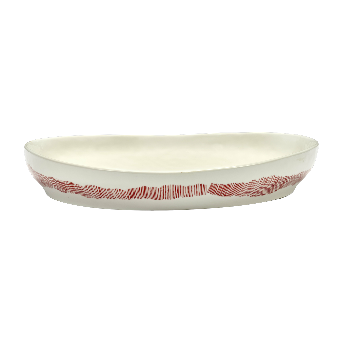 Plat de service blanc avec motif rouge - Serax