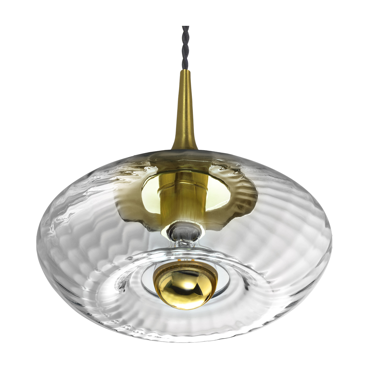 Pendant in transparent and golden glass Grace - Elements Lighting