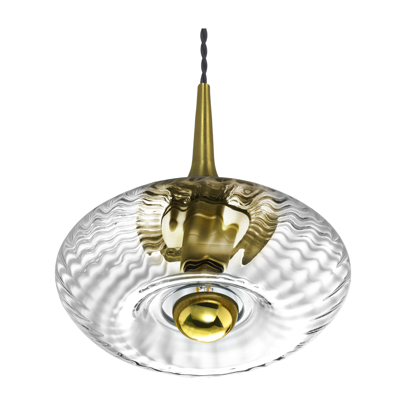 Small suspension in transparent and golden glass Grace - Elements Lighting