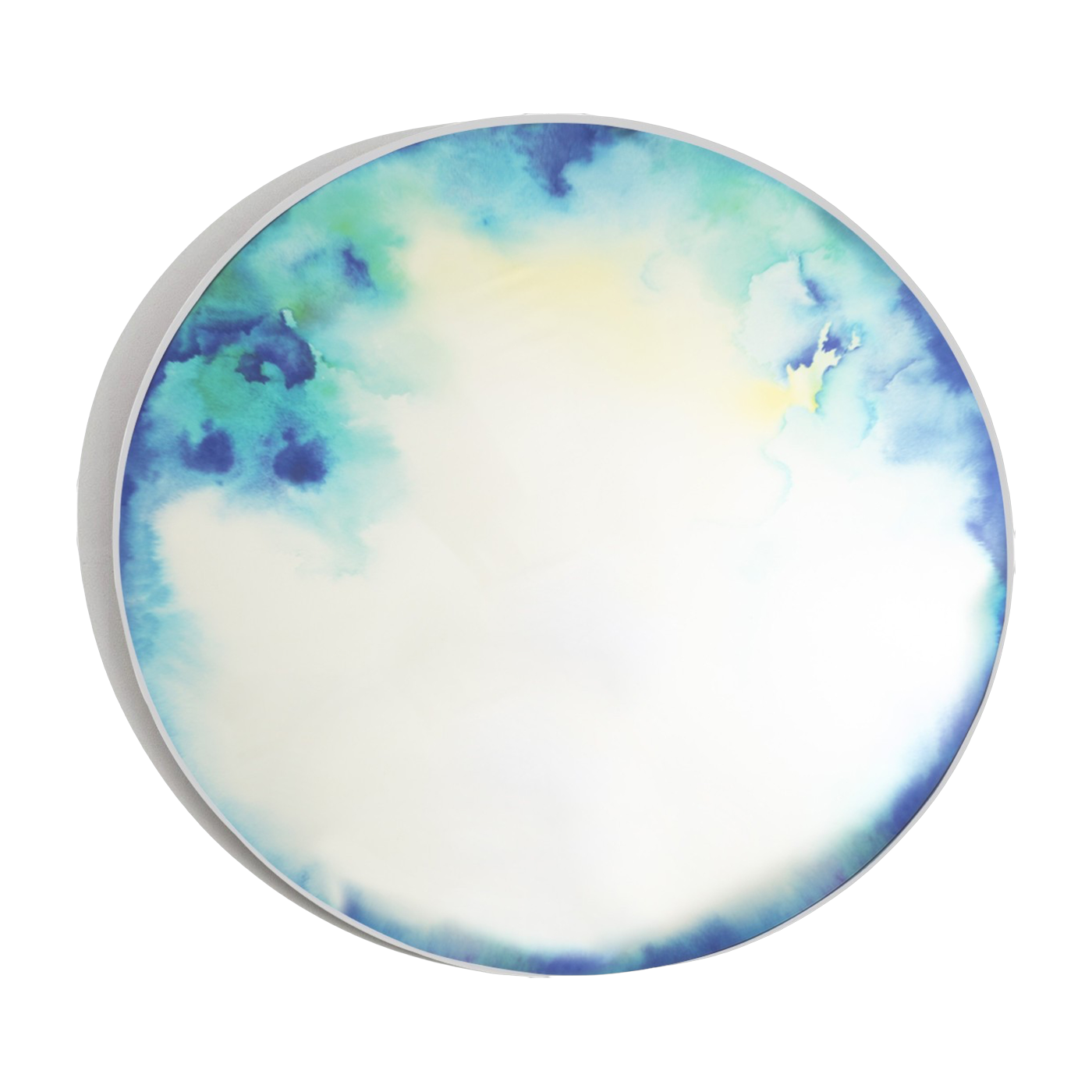 Miroir aquarelle en aluminium bleu et jaune extra large Francis - Petite Friture