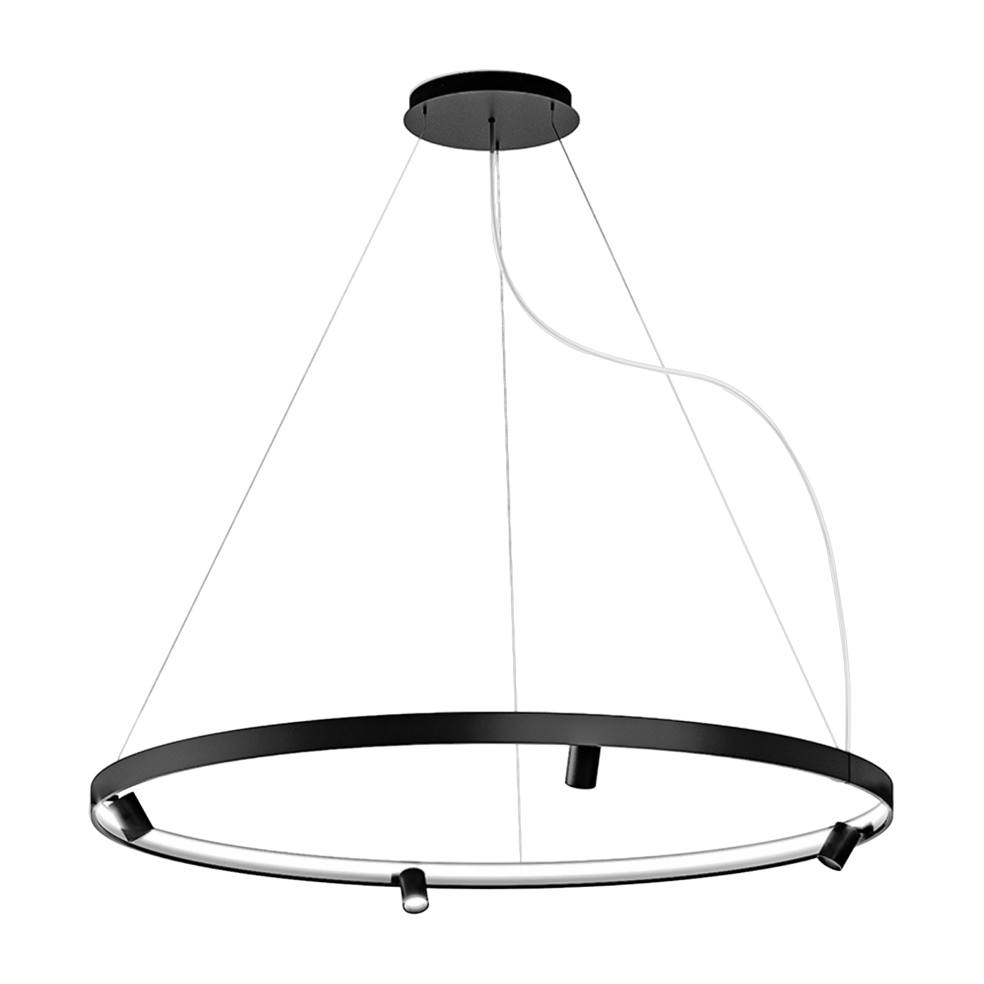 Suspension ronde 150 cm en métal noir Arena - Panzeri