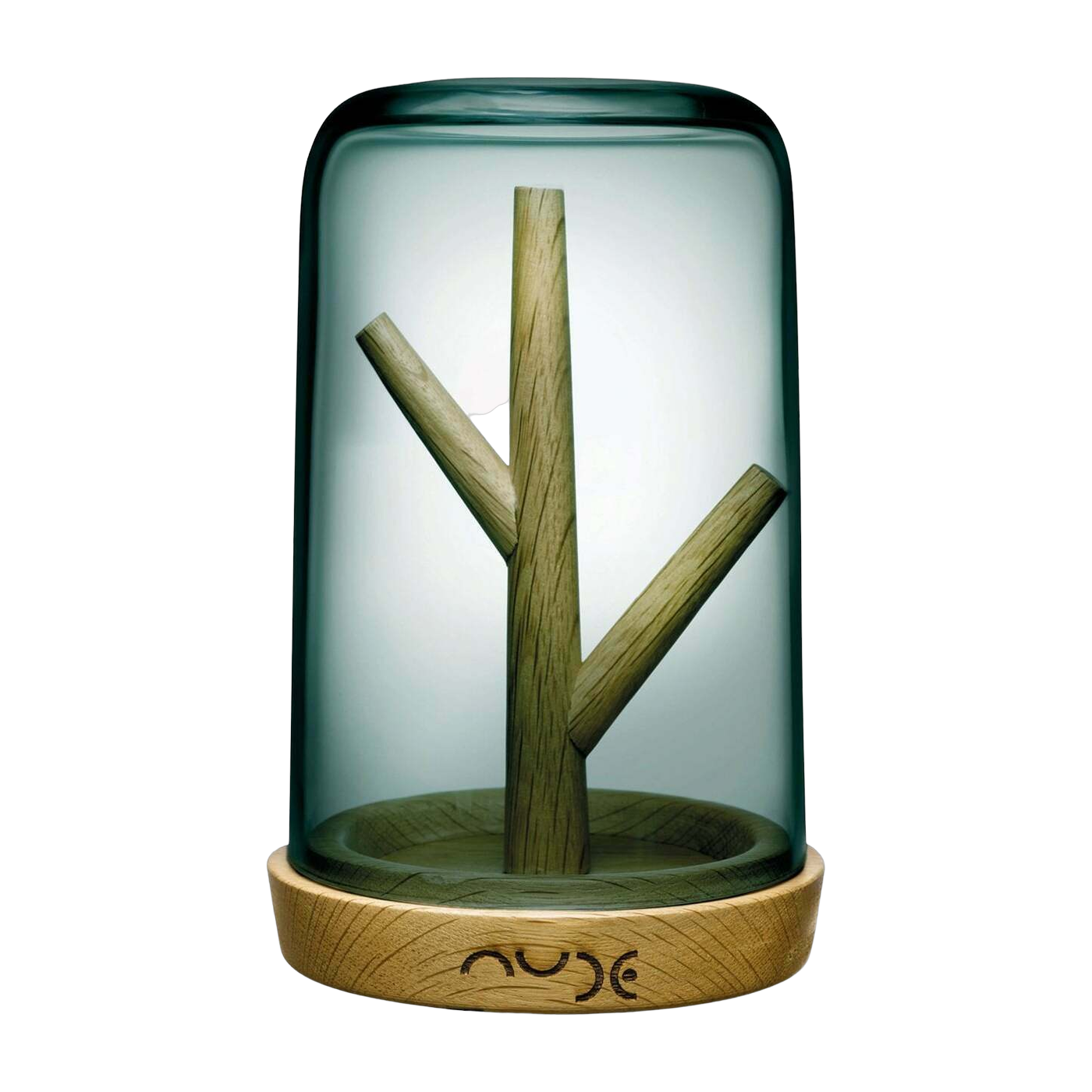Coffret à bijoux Blossom Vert avec base en chêne Nude Glass
