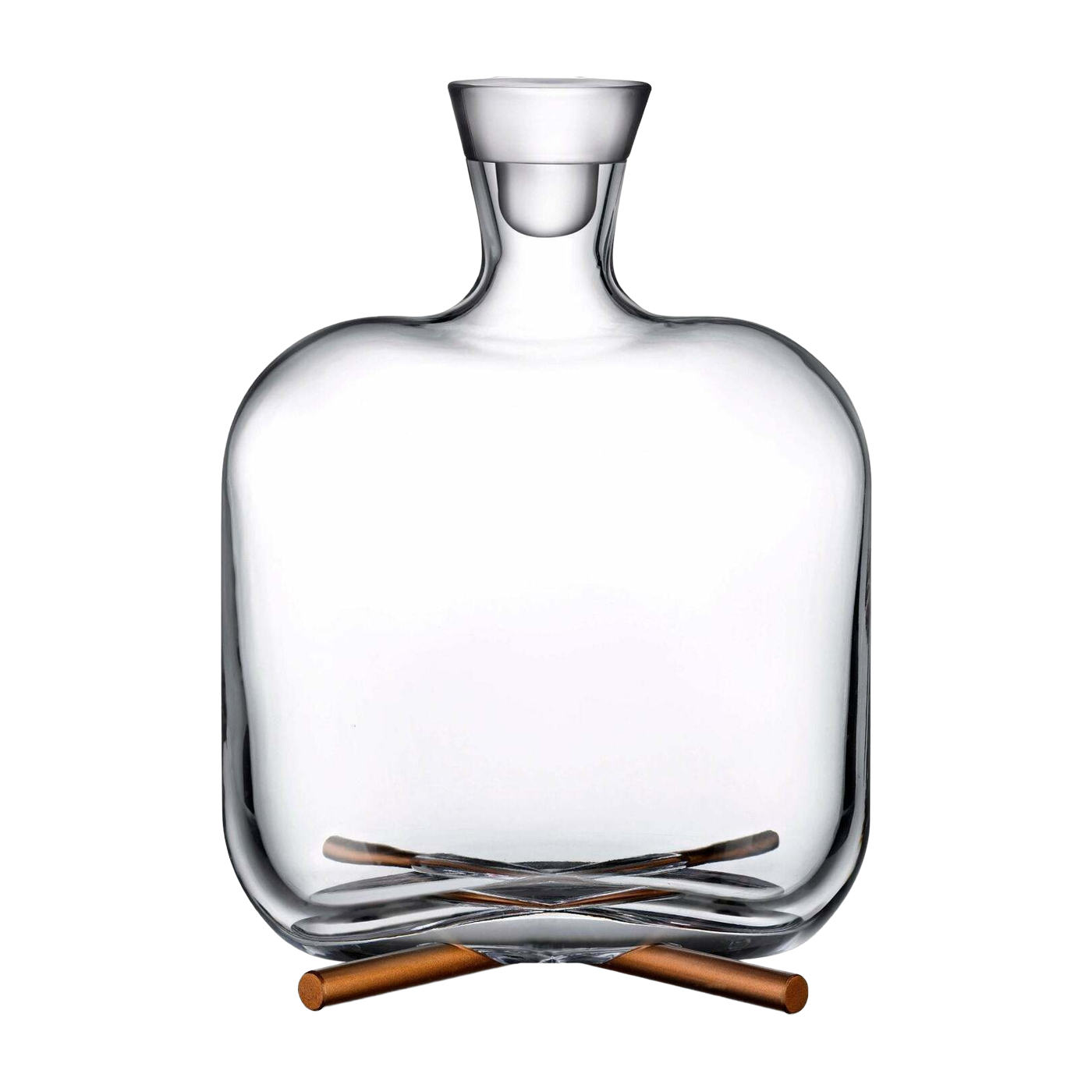 Camp Whisky Bottle With Brass Base - Nude Glass