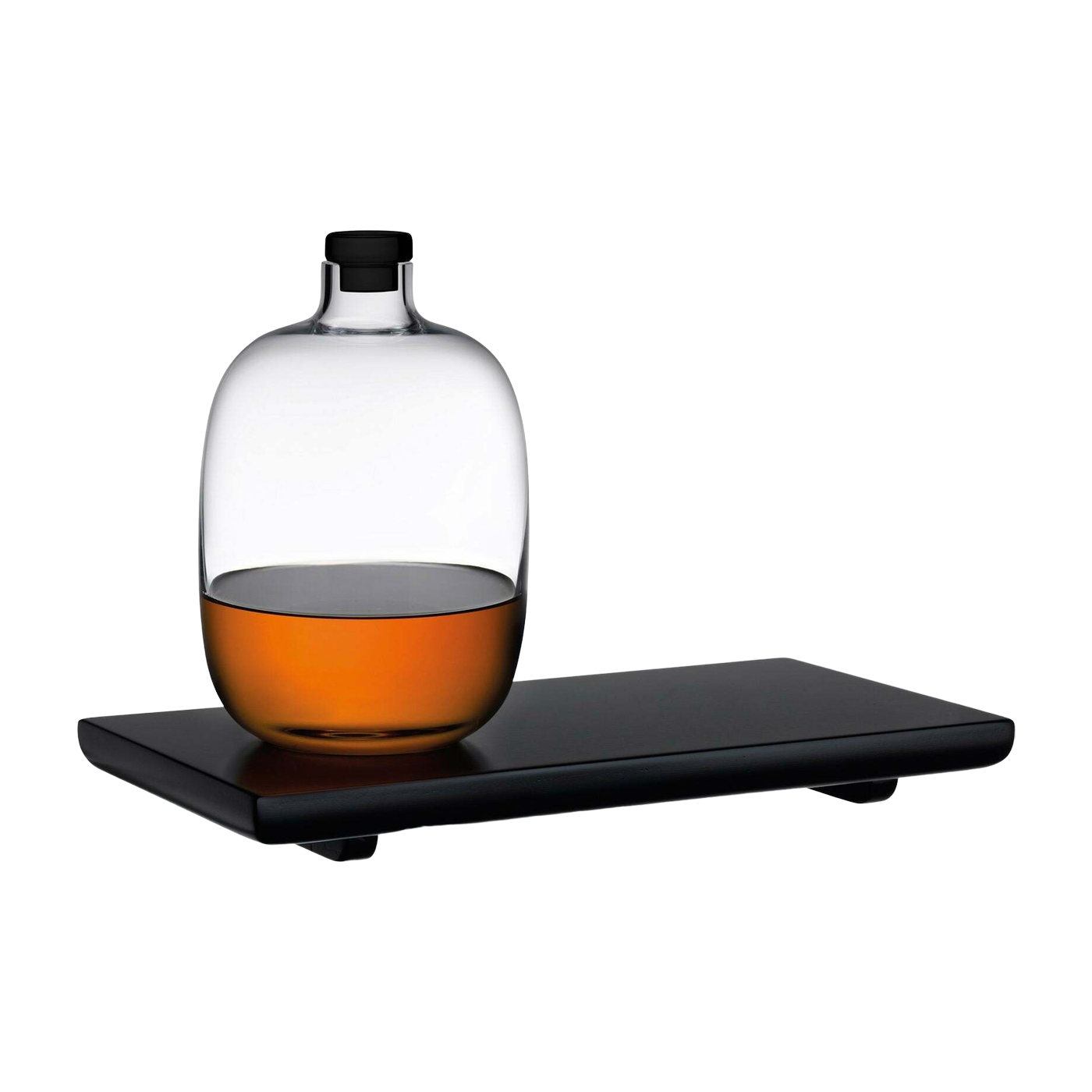 Malt Whiskey Bottle With Wooden Tray - Nude Glass