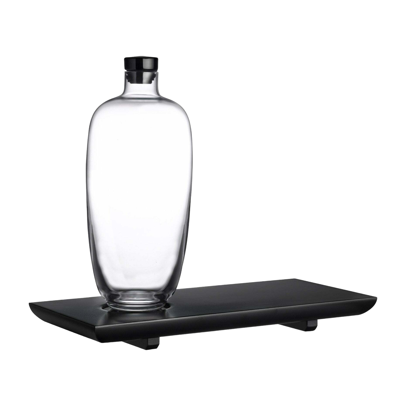 Malt Whisky Bottle With Wooden Tray Tall - Nude Glass