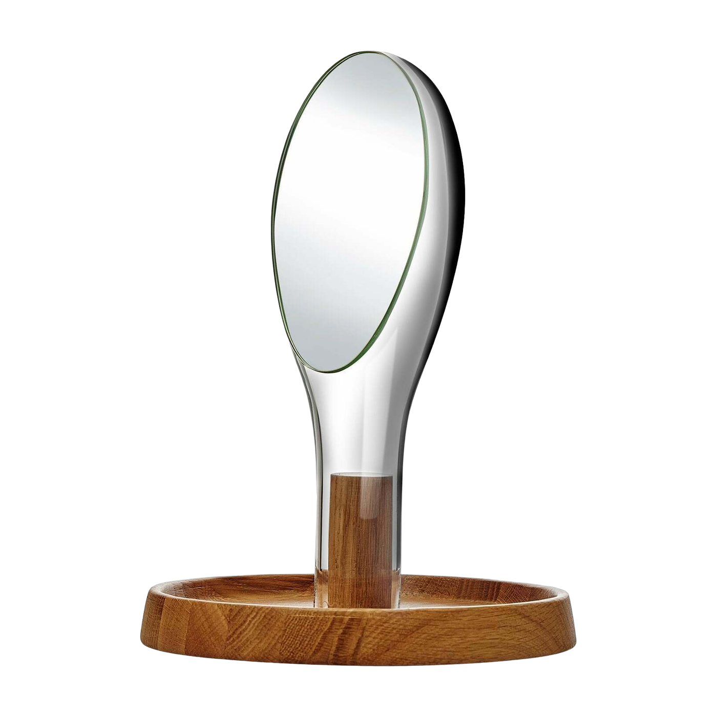 Moon Spiegel Klar mit Eichenholzständer - Nude Glass