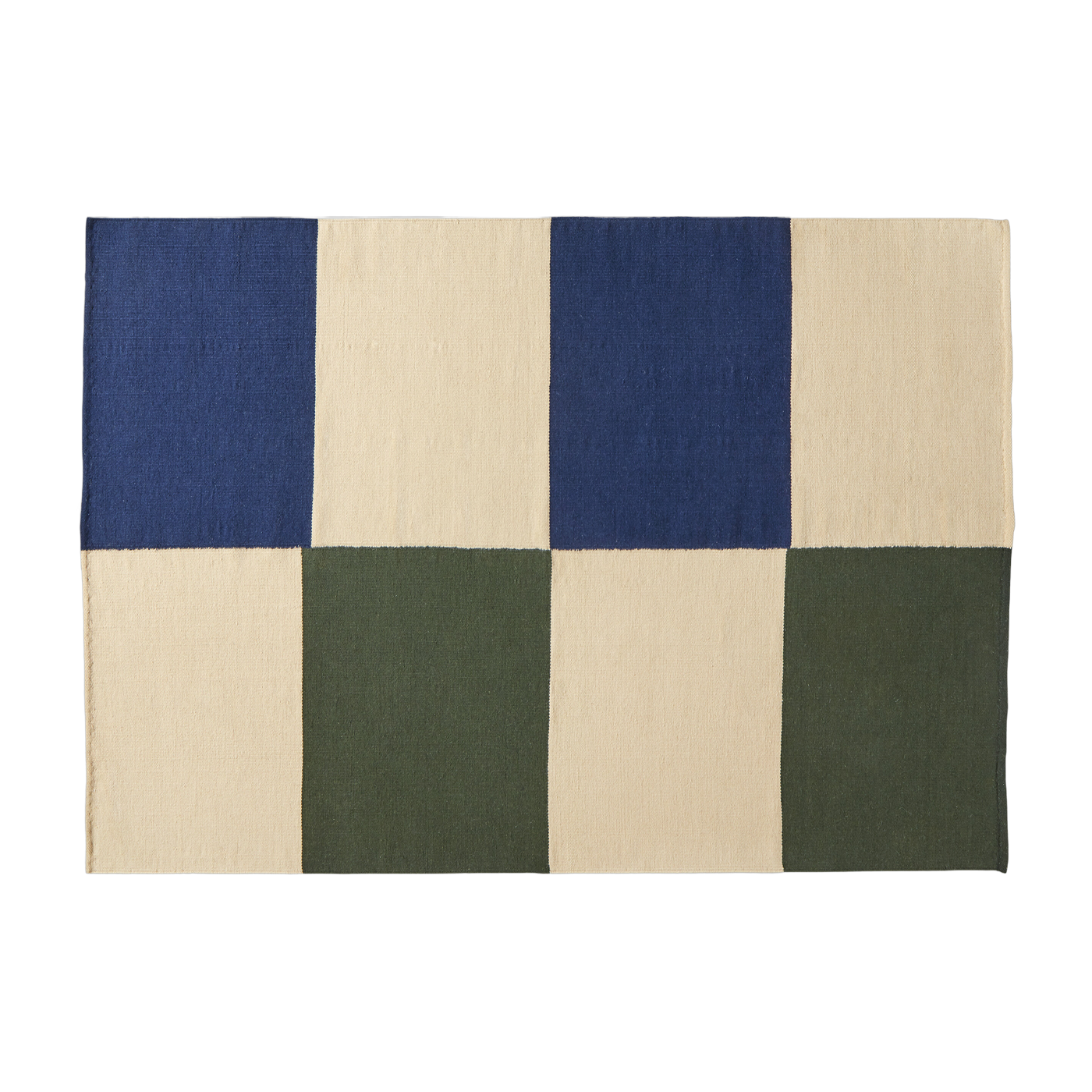 Wool & cotton rug green & blue 170 x 240 cm Ethan Cook Flat Works: "Vigilance peach green" - HAY