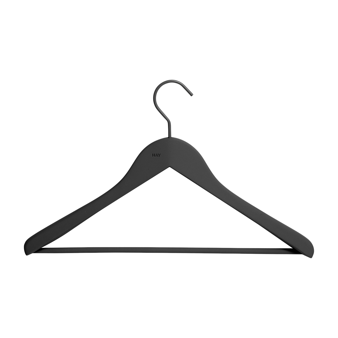 4 breite schwarze Kleiderbügel mit Stange -. HAY