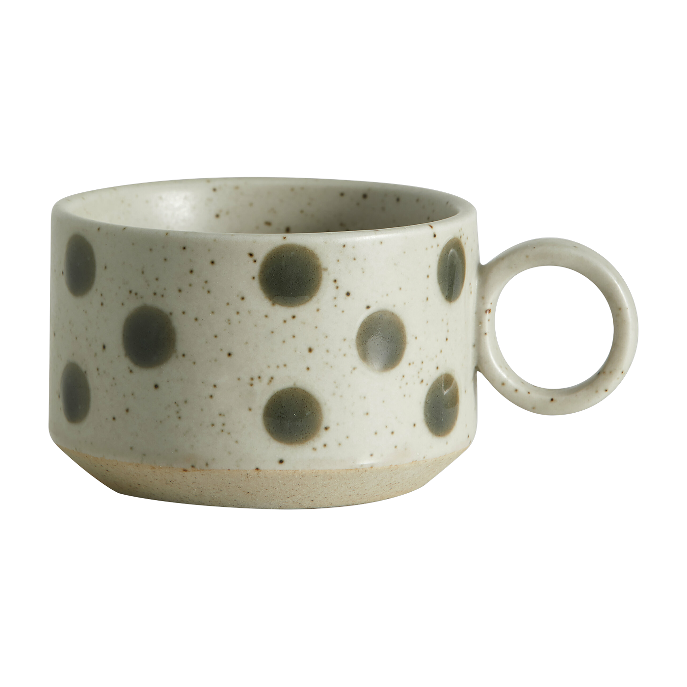 Tazza da tè in ceramica sabbia/verde con manico in grana - Nordal