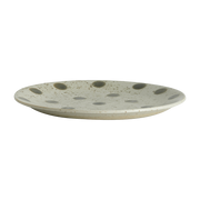 Grainy sand/green ceramic cake plate - Nordal