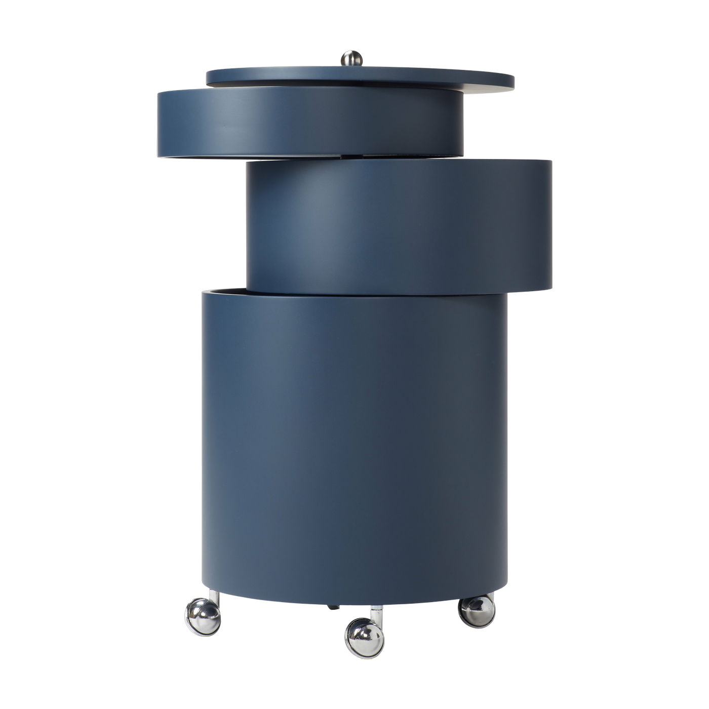 Table d'appoint sur roues en bois moulé bleue Barboy - Verpan