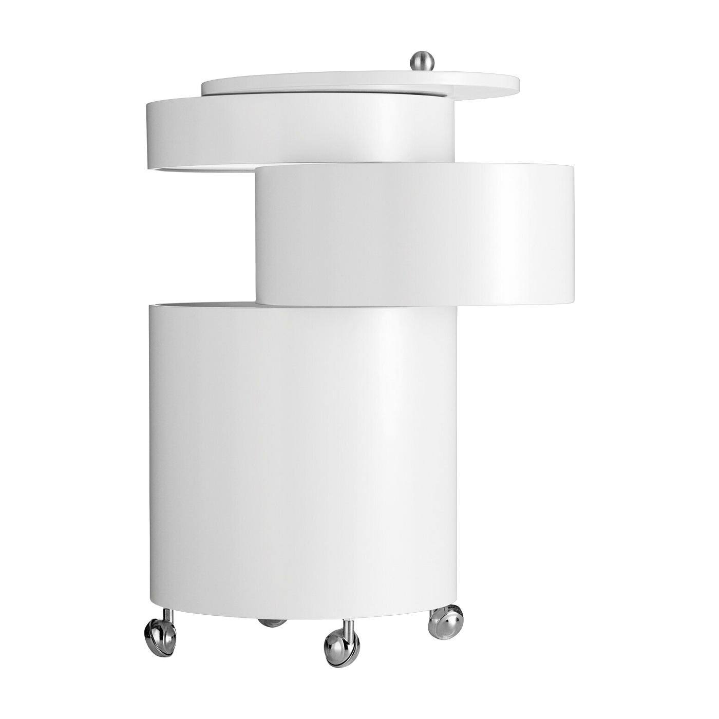 Barboy white molded wood side table on wheels - Verpan