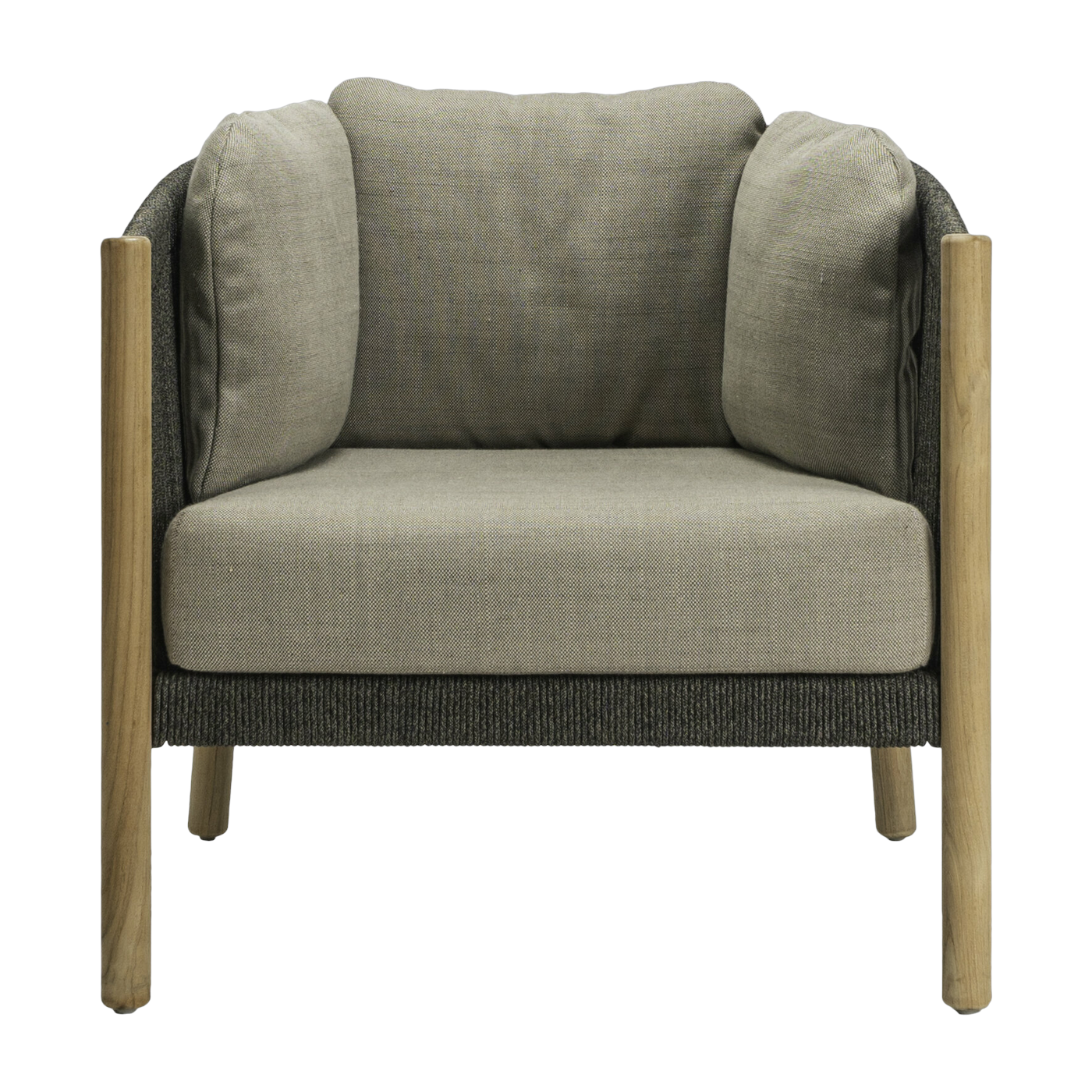 Poltrona in corda nera e teak Lento Lounge - Vincent Sheppard