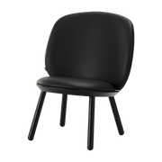 Sillón de fresno negro y cuero negro Naïve - Emko