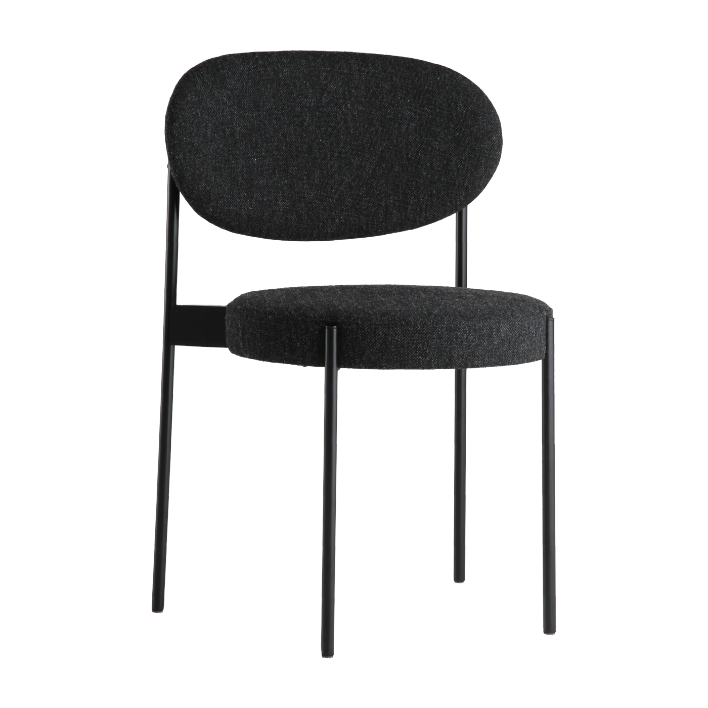 Dunkelgrauer gepolsterter Stuhl mit schwarzem Metallrahmen 430 Chair -. Verpan