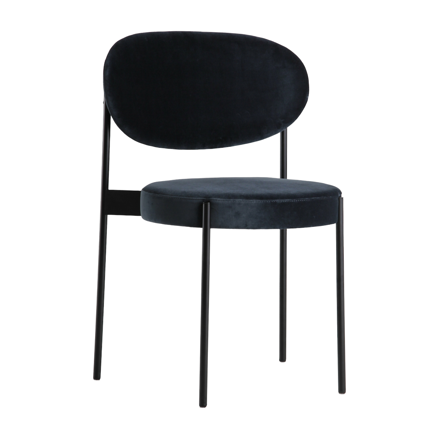 Gepolsterter Stuhl aus blauem Samt mit schwarzem Metallrahmen 430 Chair -. Verpan