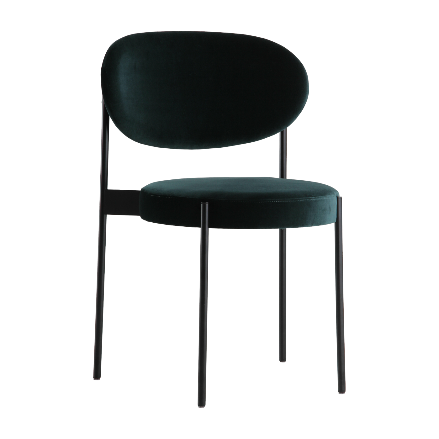 Gepolsterter Stuhl grüner Samt mit schwarzem Metallrahmen 430 Chair -. Verpan