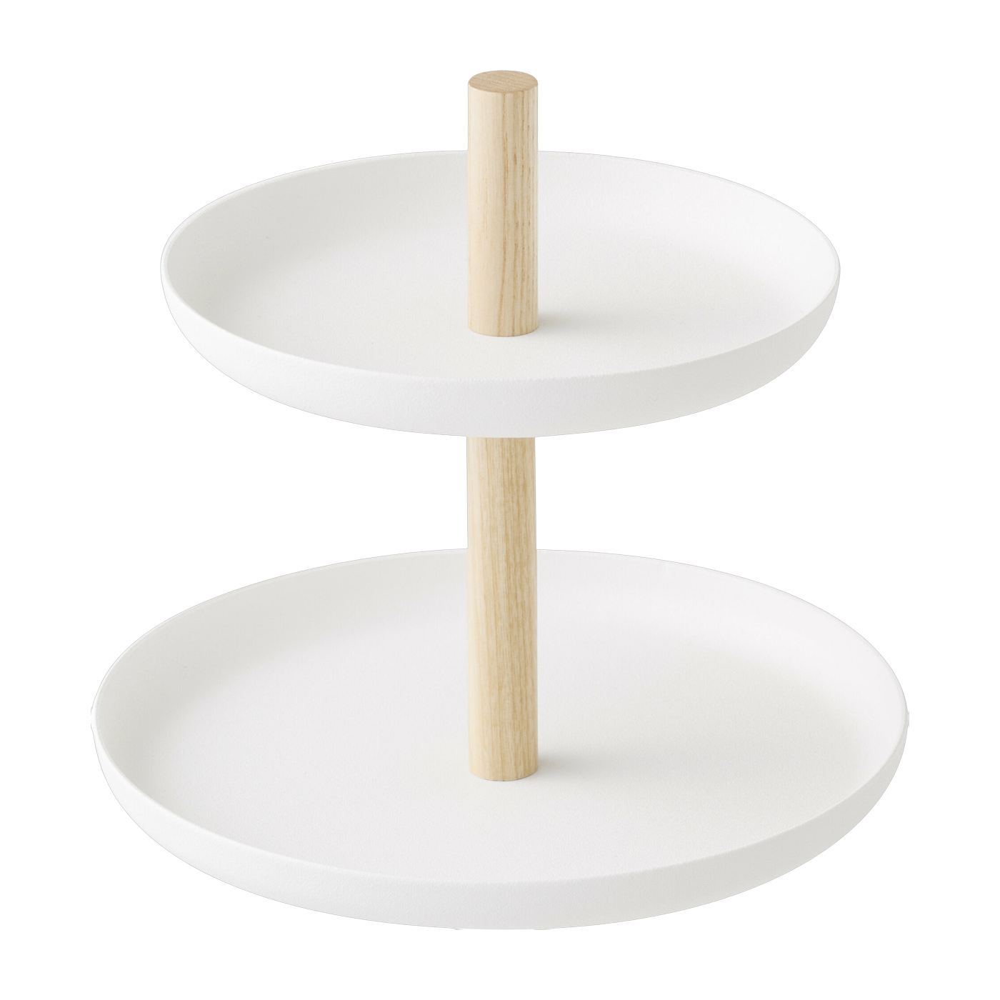 Vassoio porta accessori a 2 livelli in acciaio bianco e legno naturale Tosca - Yamazaki