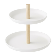 Bandeja de accesorios con 2 niveles en acero blanco y madera natural Tosca - Yamazaki