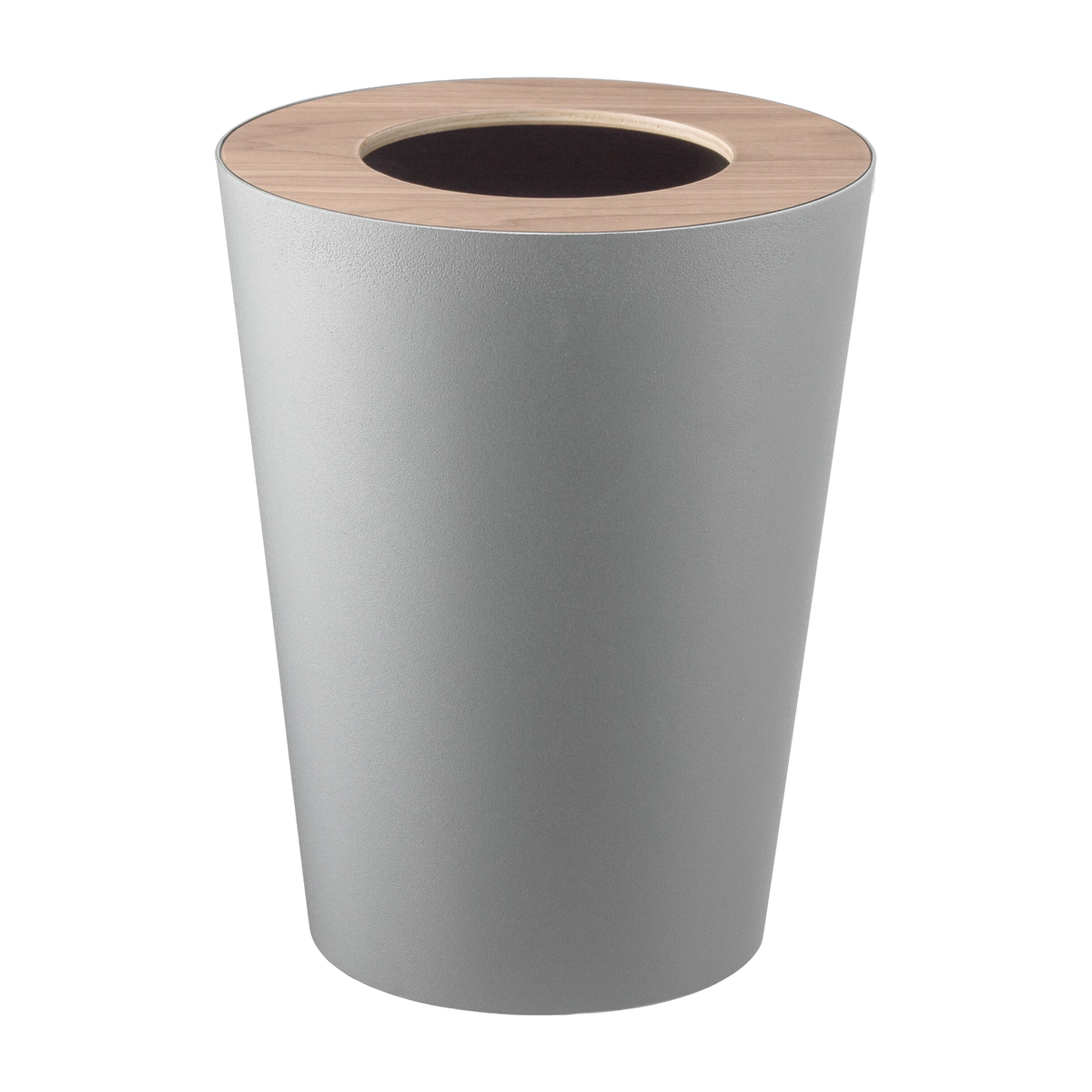 Trashcan ronde in black steel and wood Rin - Yamazaki