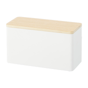 Boîte de rangement en acier blanc et contreplaqué Rin - Yamazaki