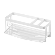 Porte-éponge et bouteille avec égouttoir en acier blanc Tower - Yamazaki