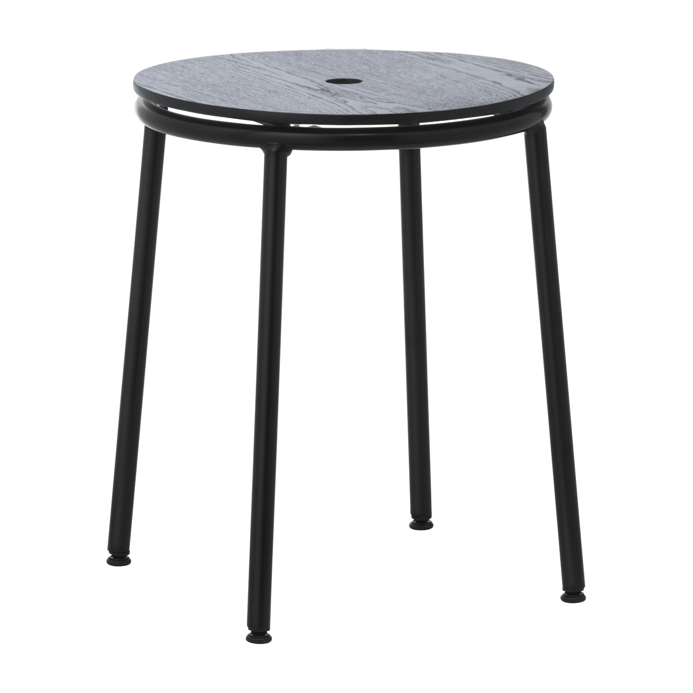 Sgabello in rovere nero e acciaio nero da 45 cm Circa - Normann Copenhagen