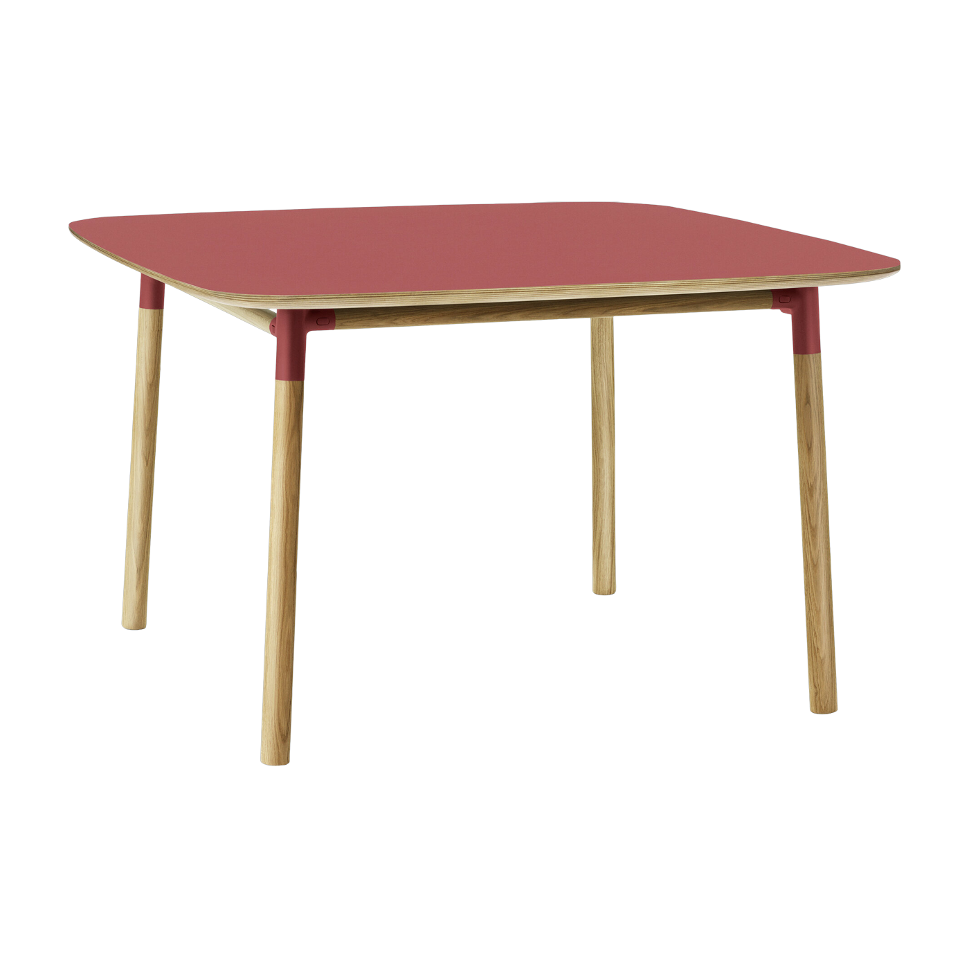 Table à manger carrée en chêne et lino rouge 120 x 120 cm Form - Normann Copenhagen