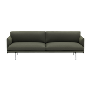 Divano in mousse marrone gambe in alluminio lucidato 3 posti Outline - Muuto