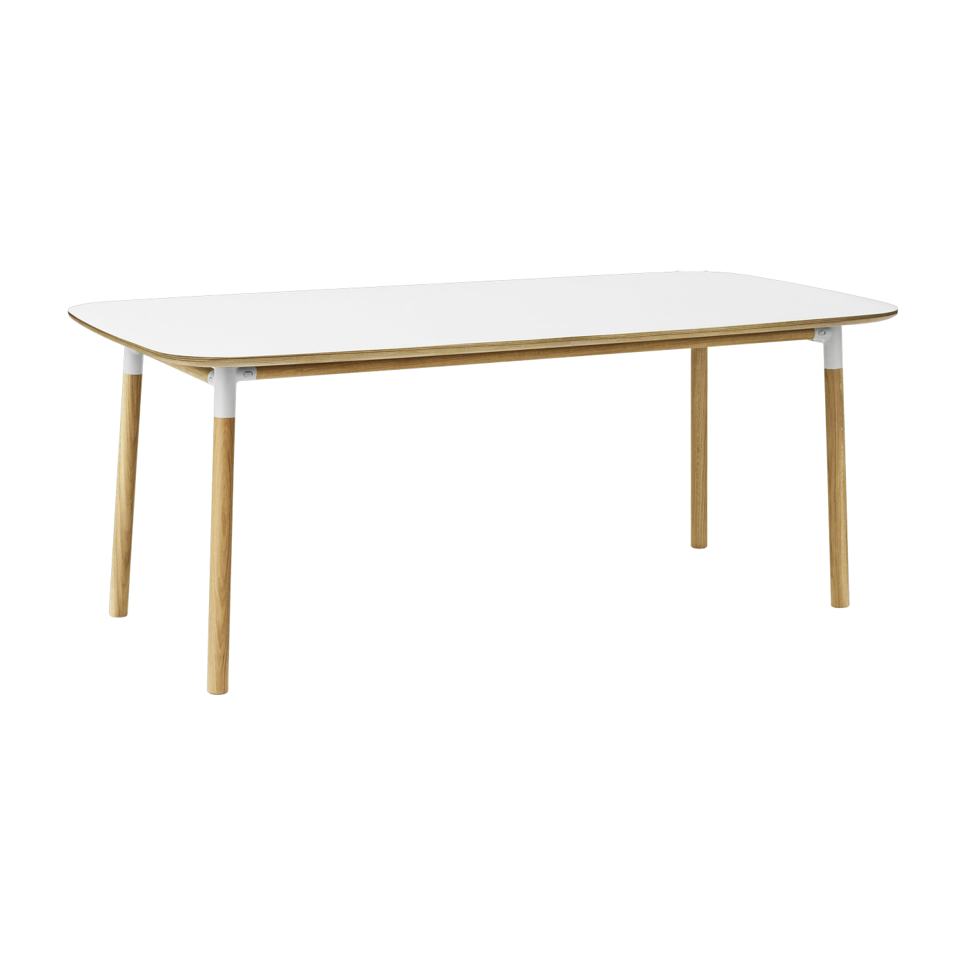 Rechteckiger Esstisch aus Eiche und weißem Laminat 95 x 200 cm Form - -. Normann Copenhagen