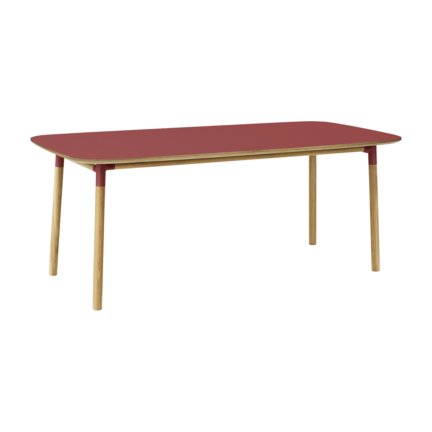 Table à manger rectangulaire en chêne et lino rouge 95 x 200 cm Form - Normann Copenhagen