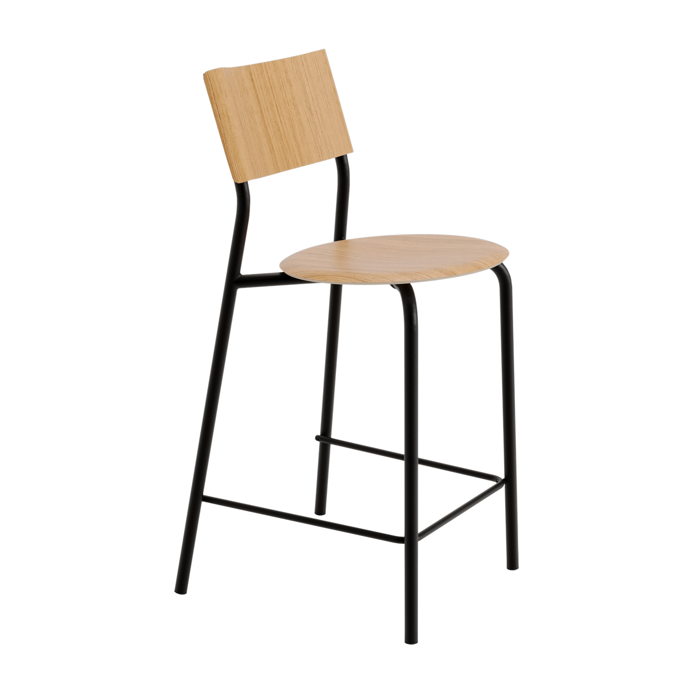 Bar chair in oak and steel black graphite 65 cm SSD - TIPTOE