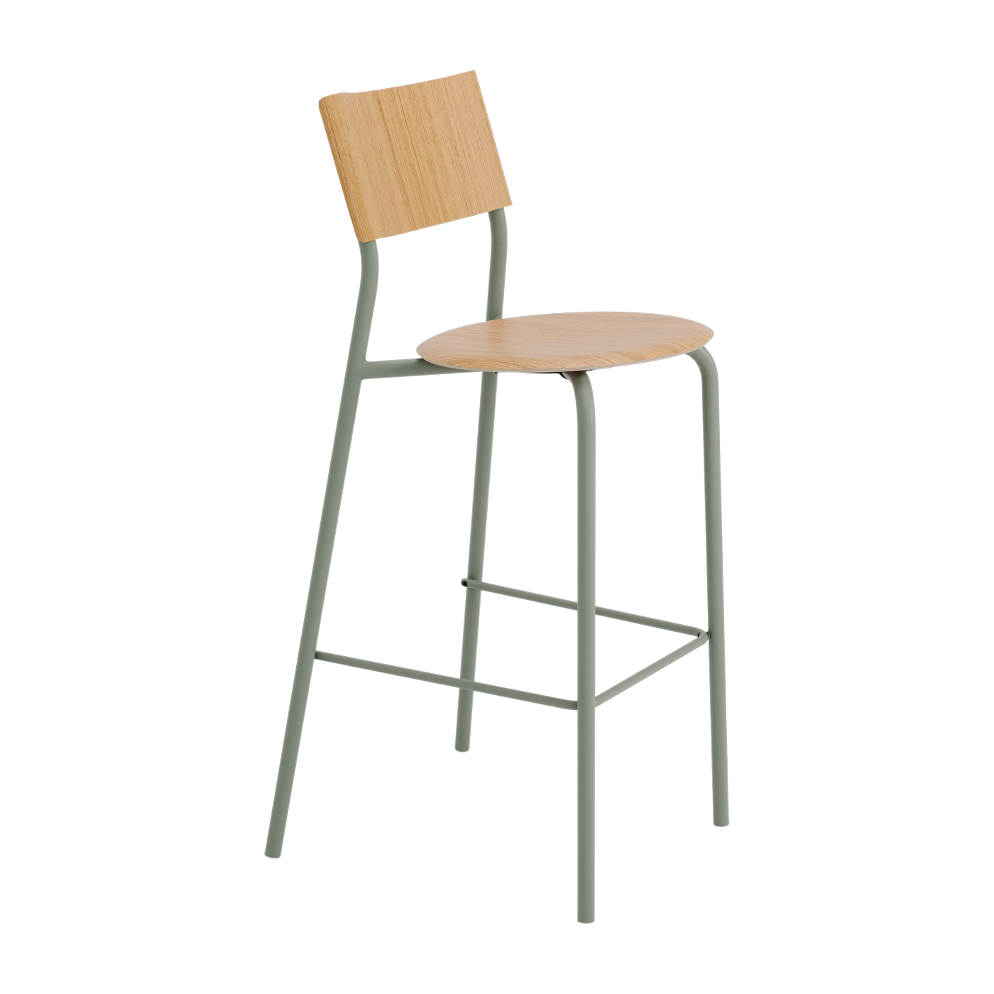 Oak and steel bar chair, eucalyptus grey 75 cm SSD - TIPTOE