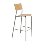 Oak and steel bar chair, eucalyptus grey 75 cm SSD - TIPTOE
