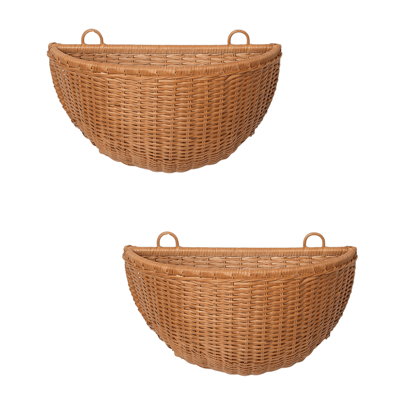 Lot de 2 paniers muraux tressés en rotin marron - Ferm living