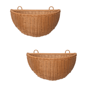 Juego de 2 cestas de pared de ratán tejido de color marrón - Ferm living
