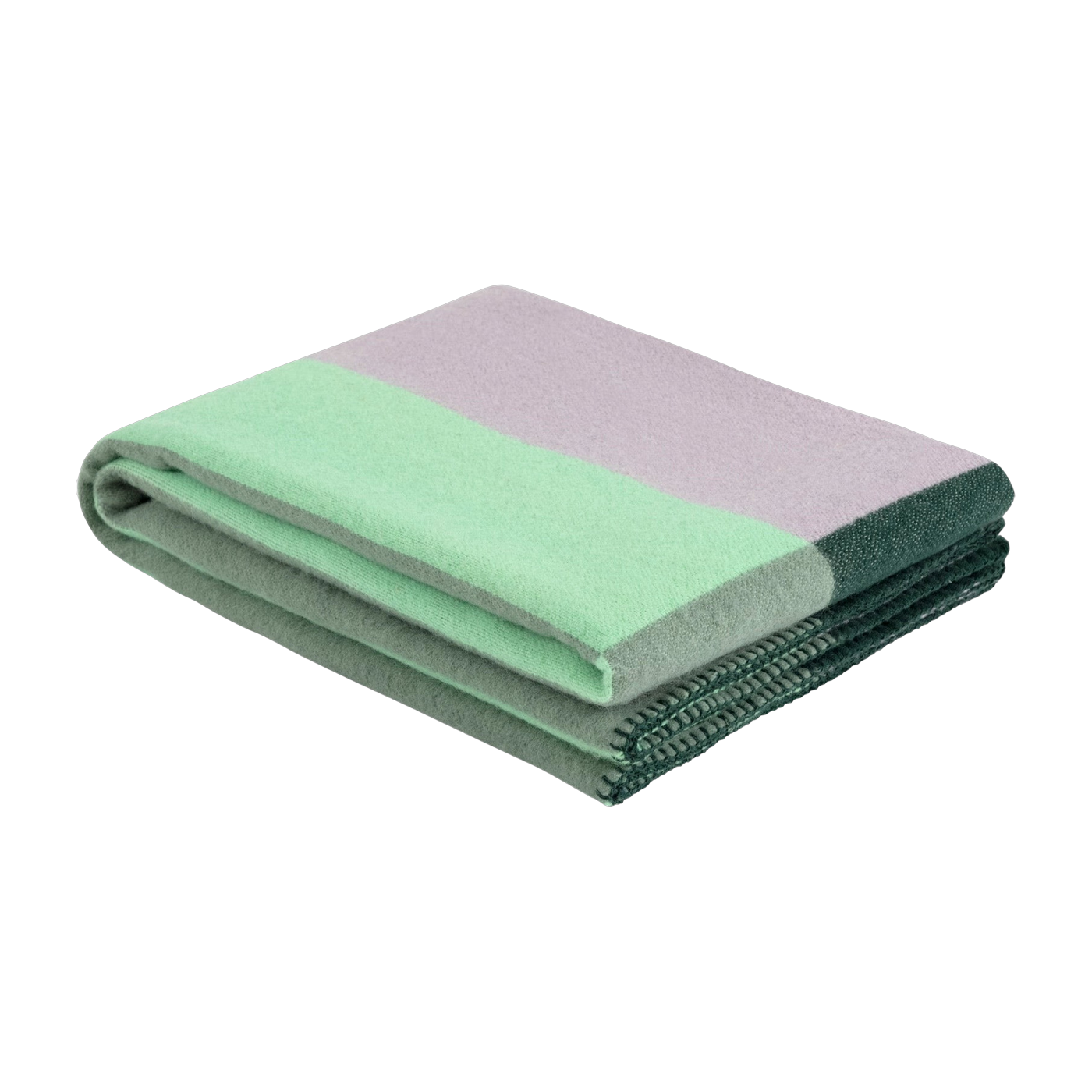 Green and pink wool plaid 180 x 130 cm Block Throw - Hem