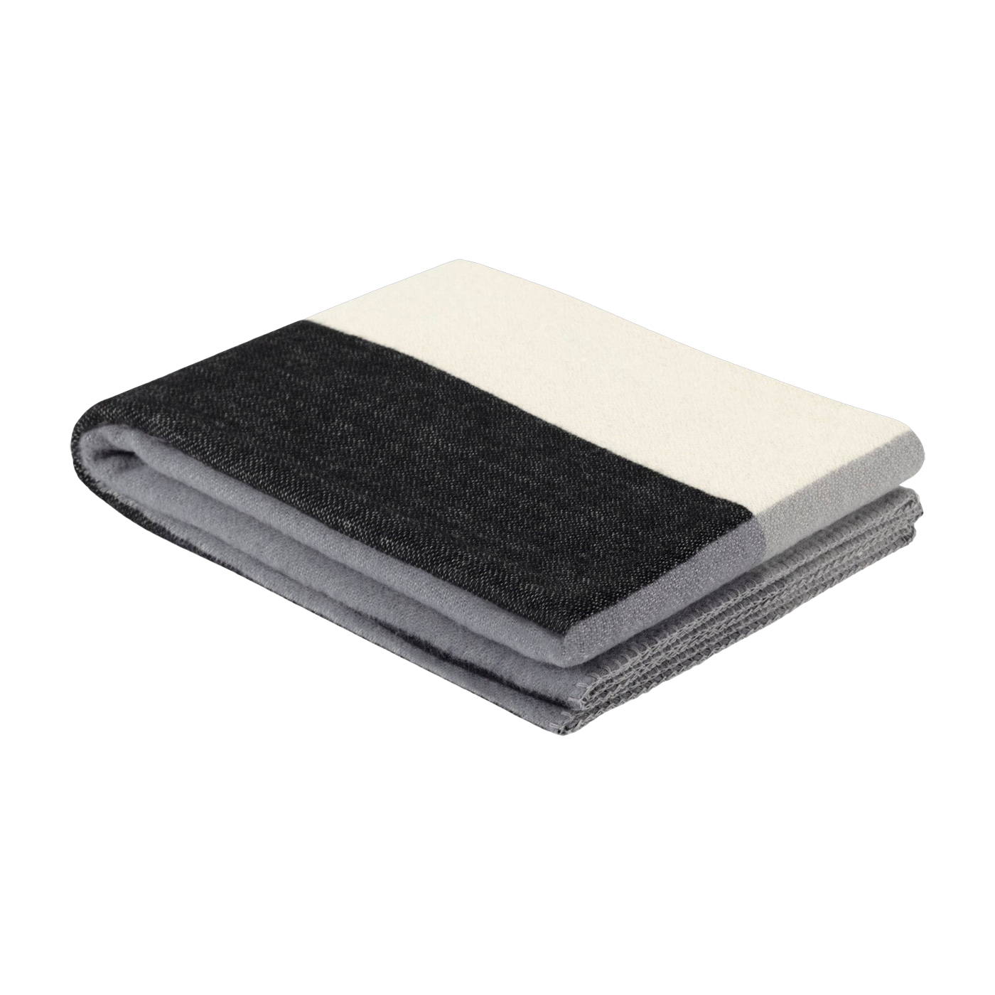 Black and white wool plaid 180 x 130 cm Block Throw - Hem