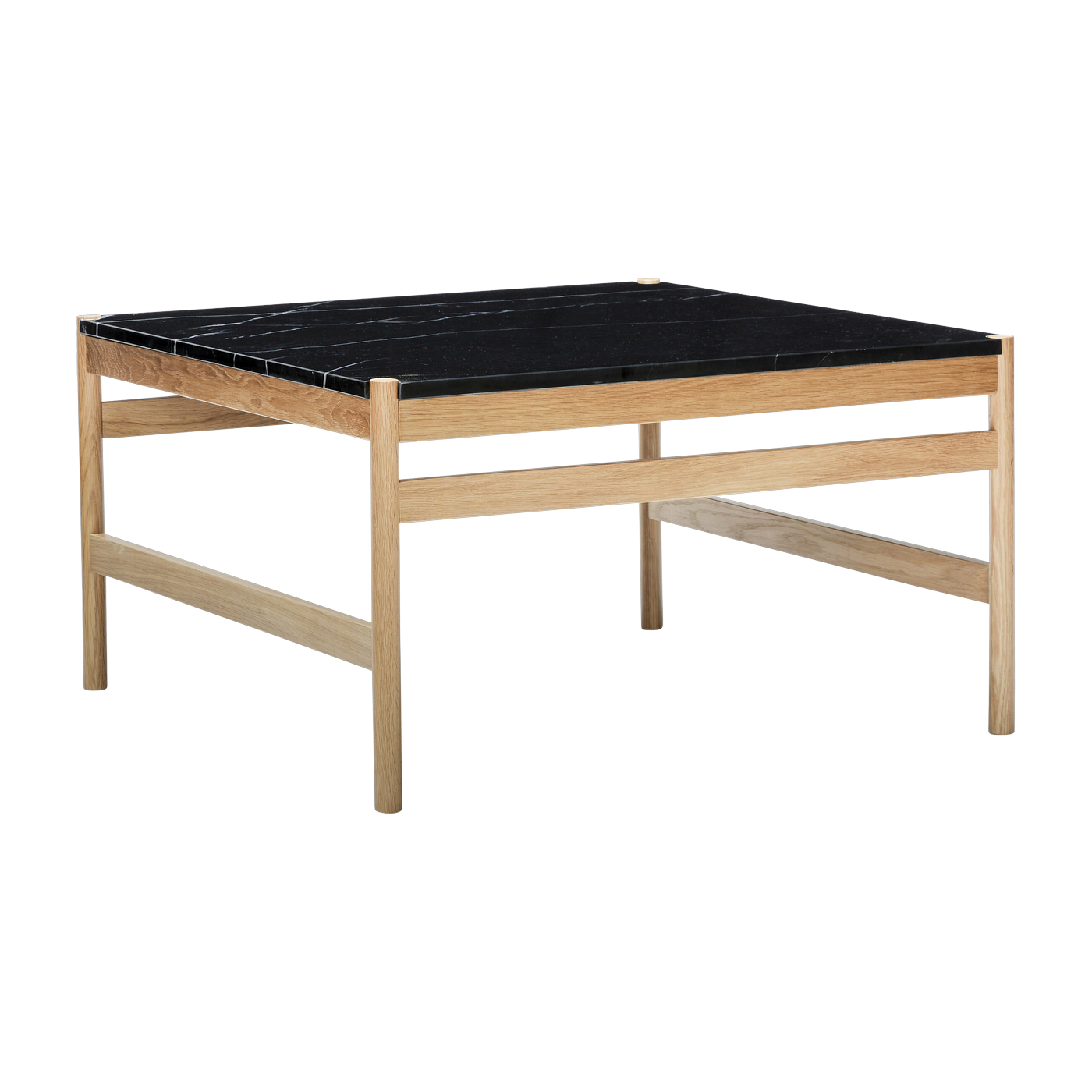 Table basse carrée 80x80 cm marbre noir et bois Raw - Hübsch