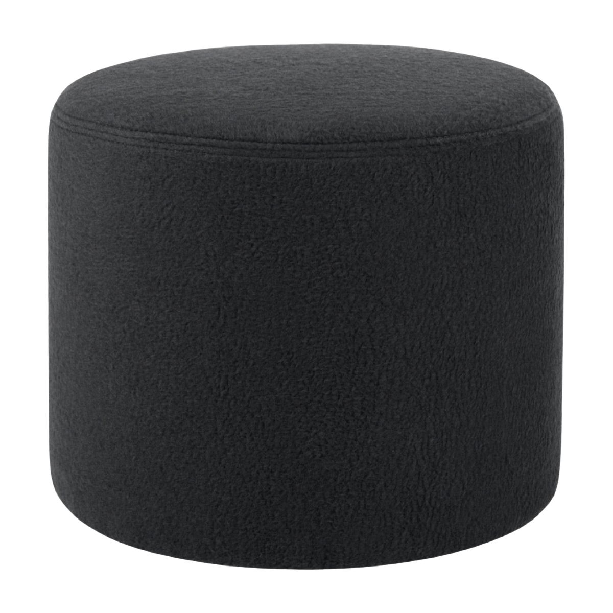 Bon Round Wool Ottoman - Black Hem