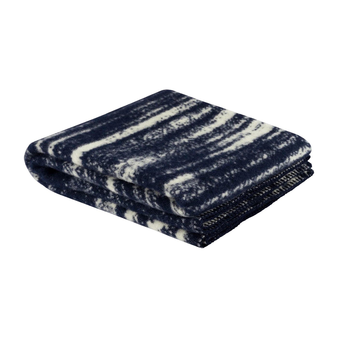 Glitch Throw Blue Wool Throw - Hem