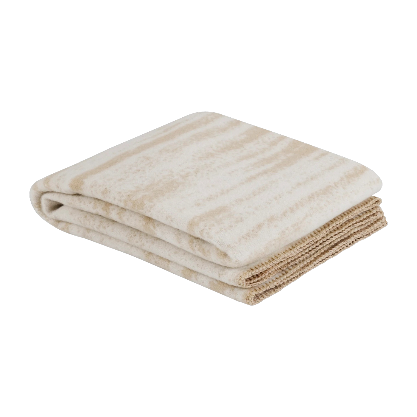Glitch Throw Beige Wool Throw - Hem