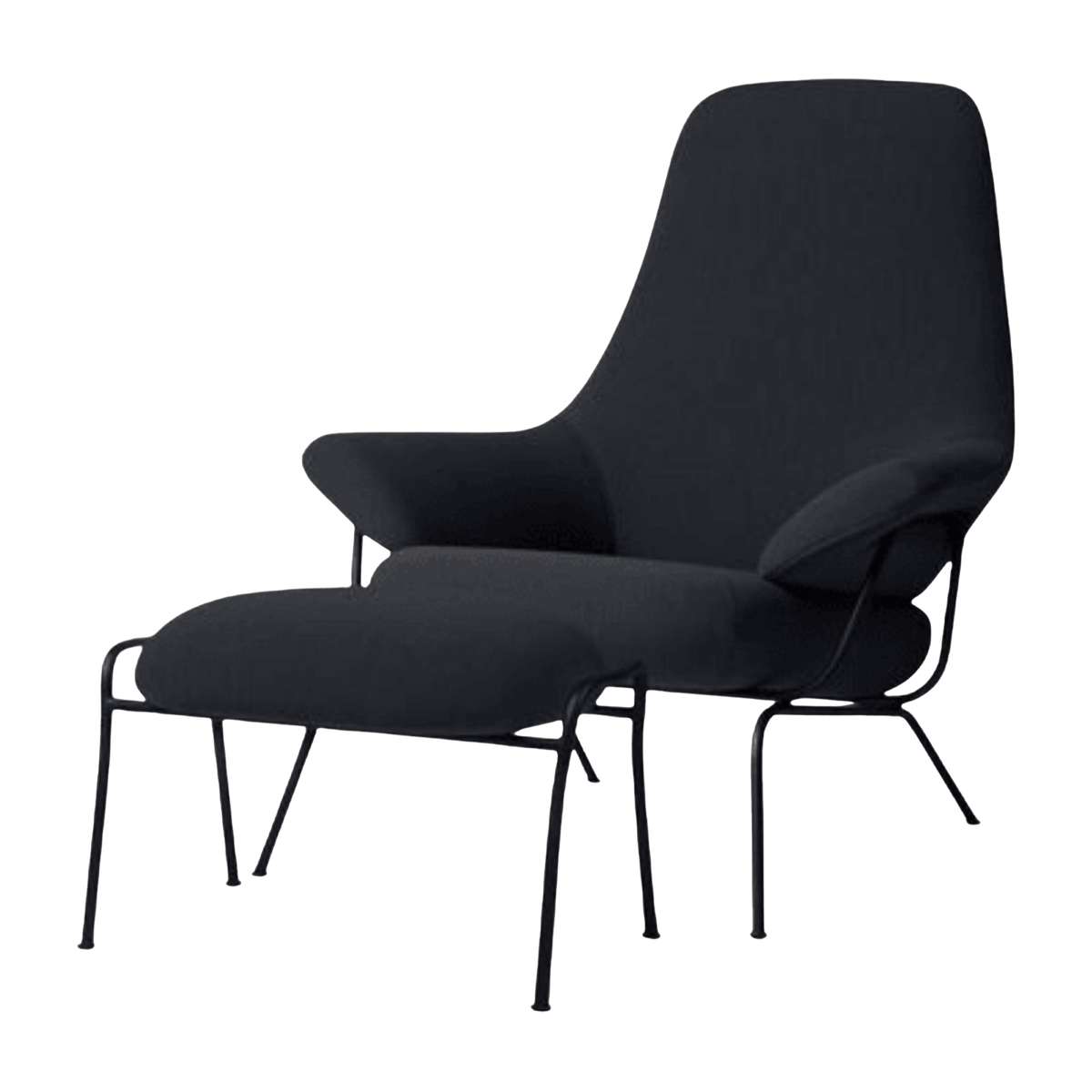 Black woolen armchair with footstool Hai - Hem