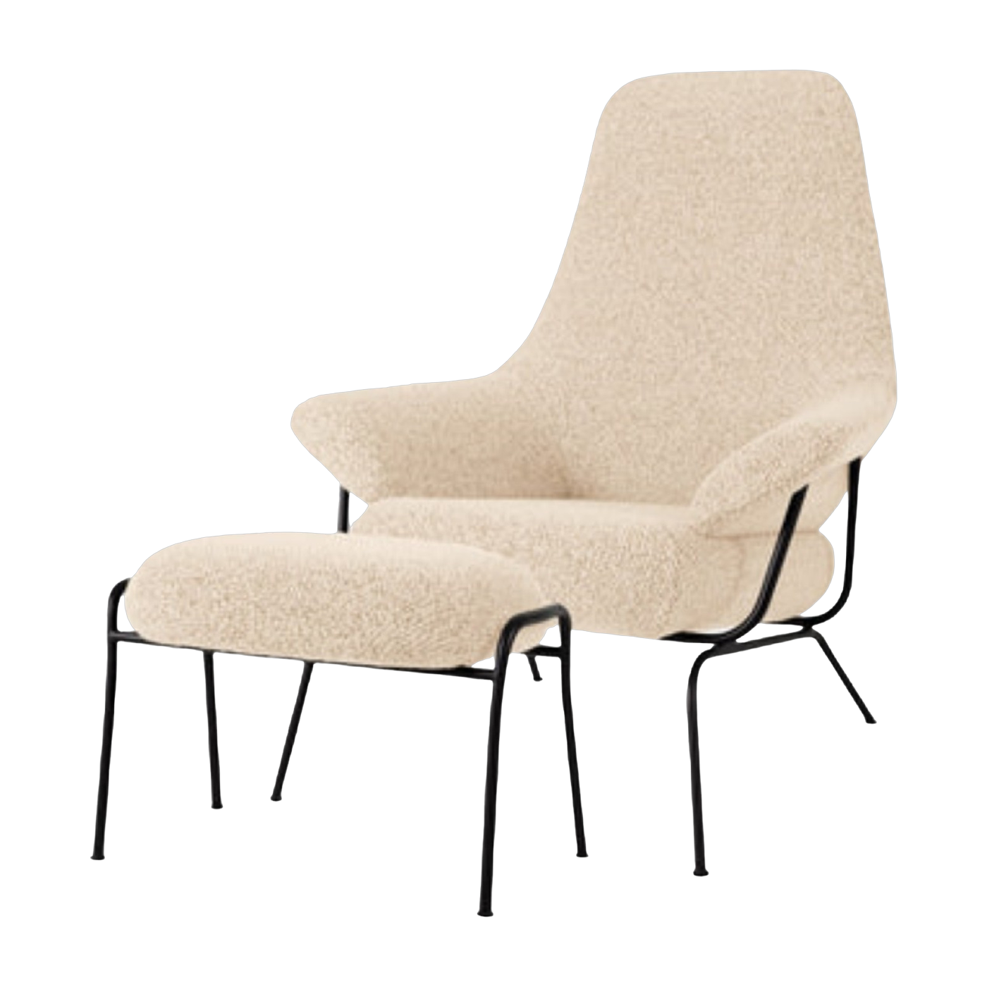 Beige woolen armchair with footstool Hai - Hem