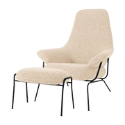Beige woolen armchair with footstool Hai - Hem